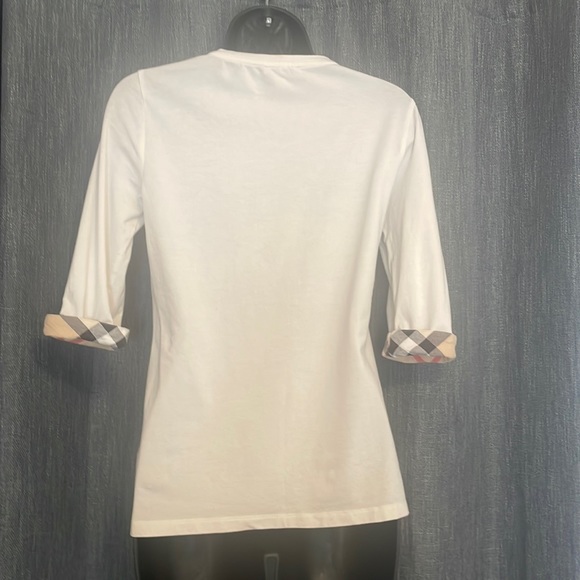 Burberry scoop neck three quarter sleeve with check cuffs - Picture 3 of 7